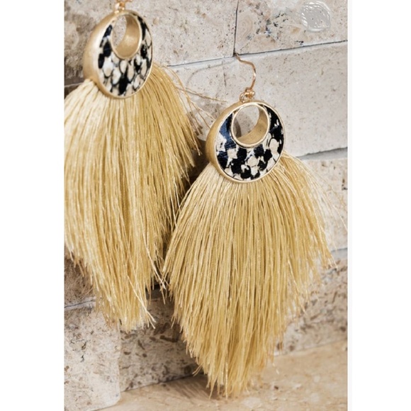 Glam Girl Fashion Jewelry - NWT Faux Leather Snake Print Fine Tassel Earings